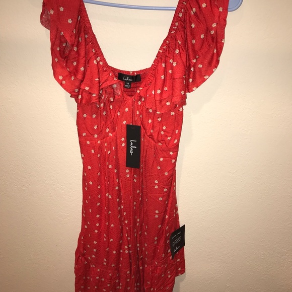 Red Floral Ruffle Dress - Picture 2 of 2
